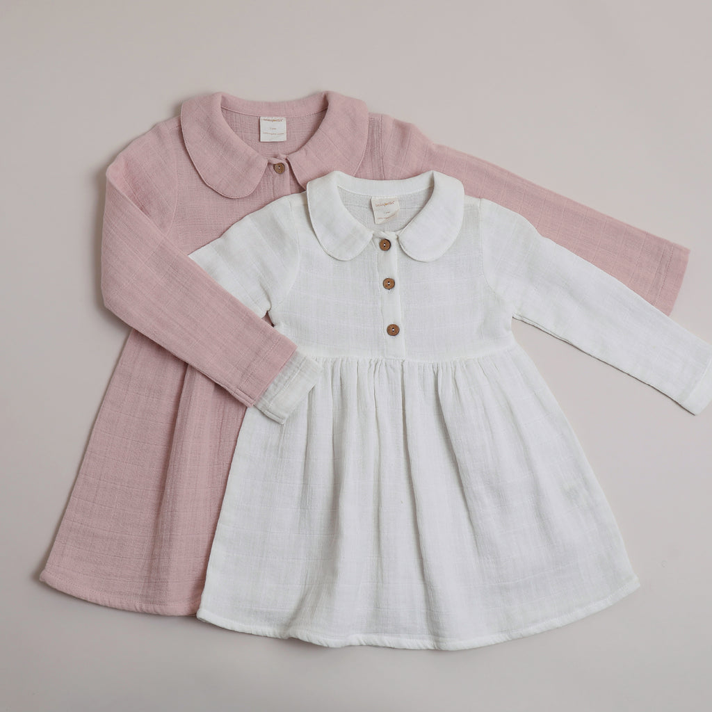 Organic Cotton - Classic Snowy Dress - Muslin Fabric