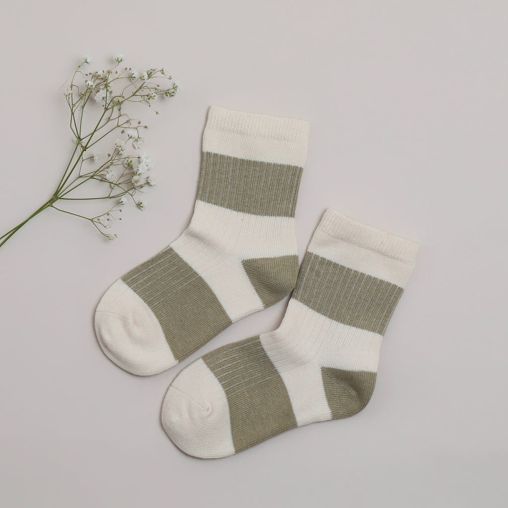 Organic Cotton -Green & Brown - Baby Socks