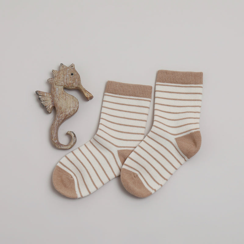 Striped Organic Cotton Brown - Baby Socks