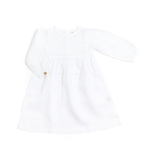 Pure linen Baby White Ls Dress -Shell Collection
