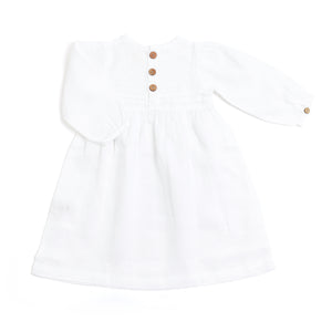 Pure linen Baby White Ls Dress -Shell Collection