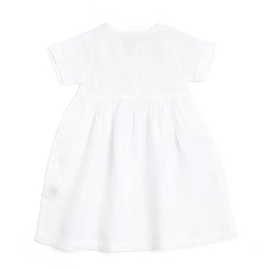 Pure linen Baby White Ss Dress -Shell Collection