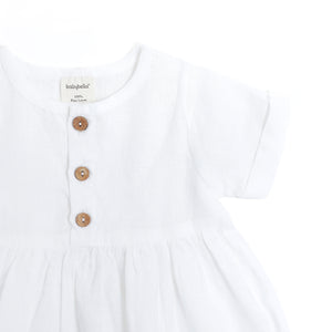 Pure linen Baby White Ss Dress -Shell Collection