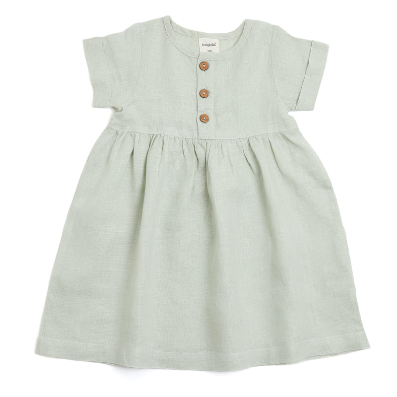 Pure linen Baby Sea Foam Ss Dress -Shell Collection