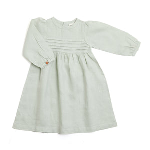 Pure linen Baby Sea Foam Ls  Dress -Shell Collection