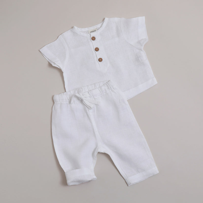 Pure linen Baby White Pant - Shell Collection