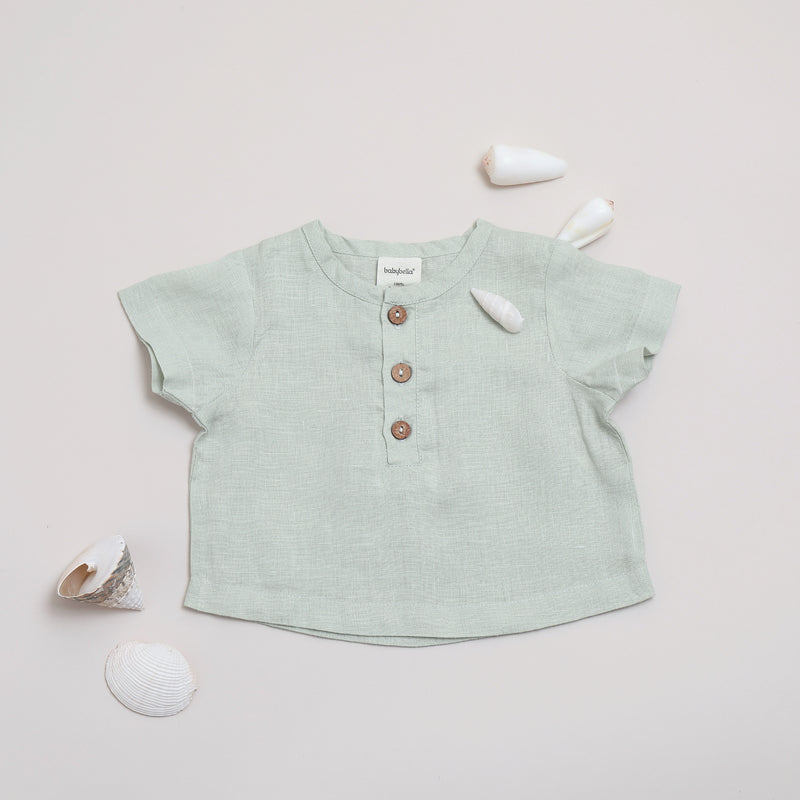 Pure linen Baby Sea Foam Shirt -Shell Collection