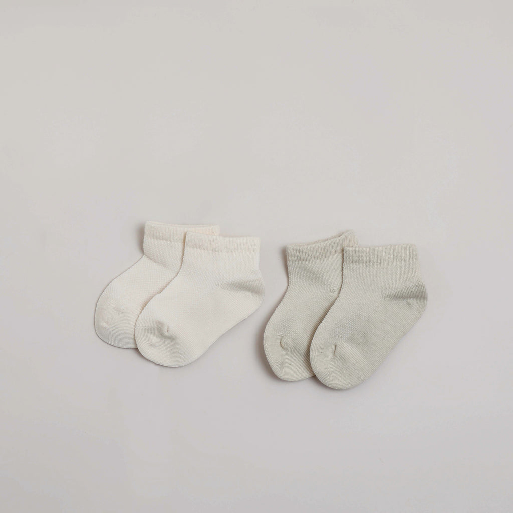 Off White & Grey Baby Socks